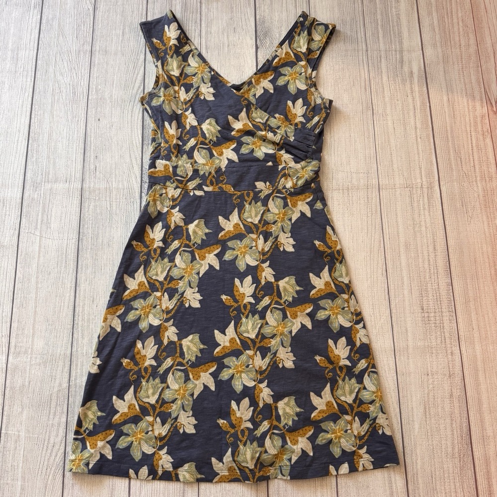 Patagonia Womens Porch Song Dress in Pumpkin Flower Dolomite Blue Size Small